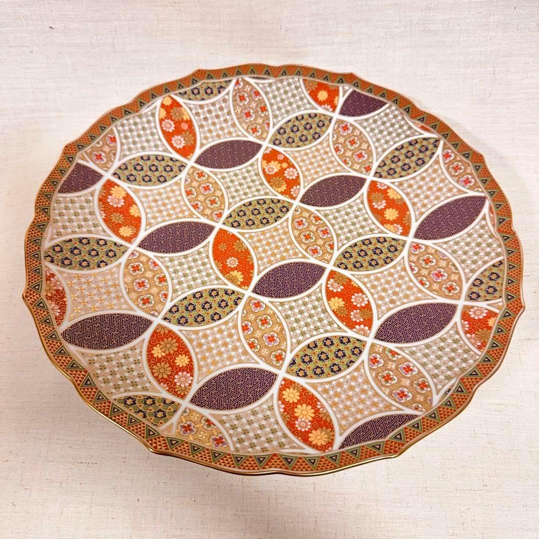 美濃焼 庫山窯 前畑陶器 七宝紋 輪花皿 30cm大皿 大皿 30cm